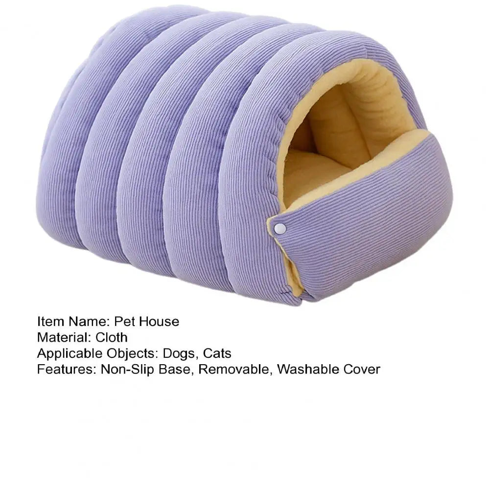 Pet House with Non-slip Base Washable Pet Bed for Dogs Cats Soft Fleece Cat Bed with Removable Washable Cover Cozy Cave