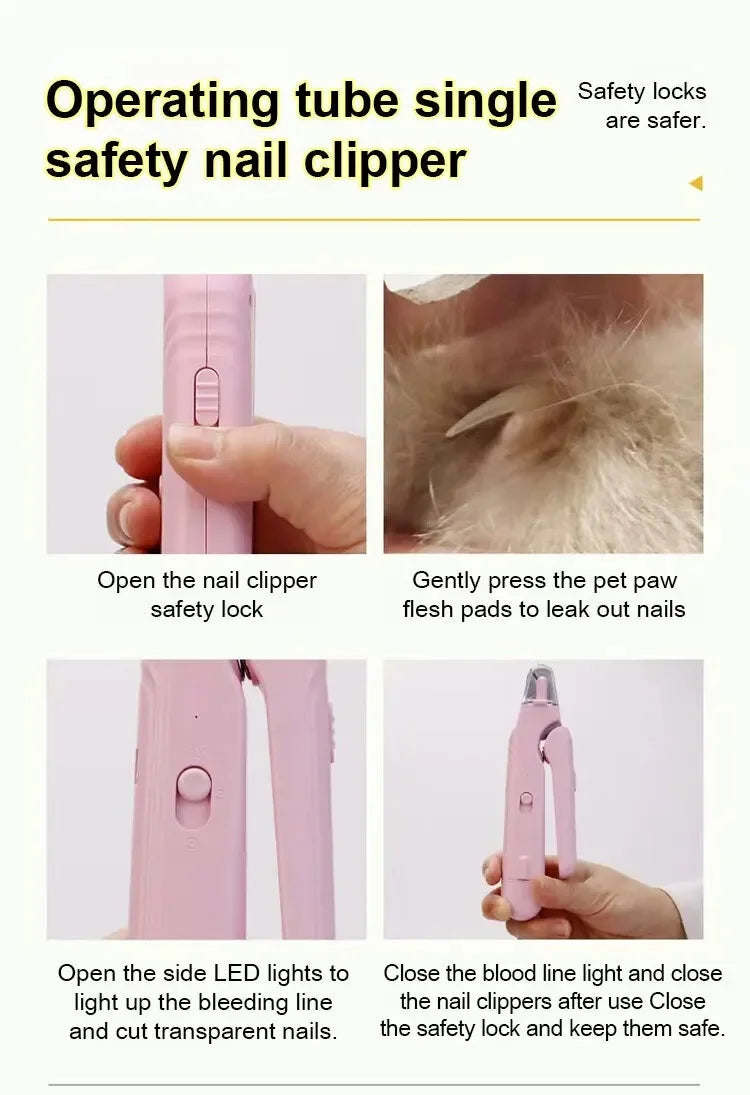 2 In 1 Pet Nail Clippers with Led Light Dog Cat Special Blood Line Scissors Multifunction Animals Paw Nail Trimmer Pet Supplies