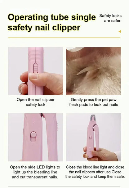 2 In 1 Pet Nail Clippers with Led Light Dog Cat Special Blood Line Scissors Multifunction Animals Paw Nail Trimmer Pet Supplies