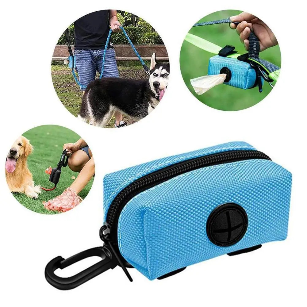 Dog Poop Bag Holder For Leash Doggie Waste Bag Dispenser Fabric Puppy Potty Carrier Small Doggy Zipper Pouch With Carabiner Clip