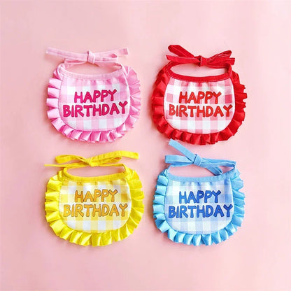 Dog Birthday Scarf Hat Set Cat Birthday Party Supplies Pet Scarf Puppy Birthday Lace Hat Scarf for Small Medium Dog Pet