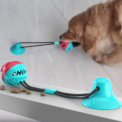 Dog Chew Toys for Aggressive Chewers Interactive Dog Suction Cup Toy Teething Rope Toy Dog Puzzle Treat Food Dispensing Ball Toy