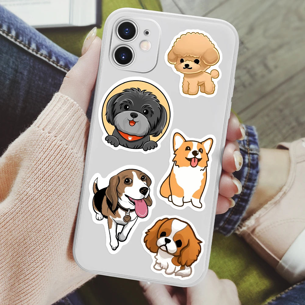 Cute Cartoon Dog Puppy Stickers Pet DIY Kids Toy Animal Waterproof Decal for Scrapbook Laptop Phone Luggage Bottles Decorative