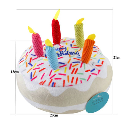 Pet Dog Toy Cute Birthday Cake Squeaky Toys Bite Resistant Bone Shape Stuffed Toy Cat Puppy Chew Toy Interactive Dog Accessories