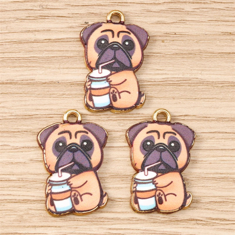 10pcs 15x22mm Cartoon Animal Charms Enamel Dog Charms for Jewelry Making Earrings Pendants Necklaces Bracelets DIY Crafts Supply