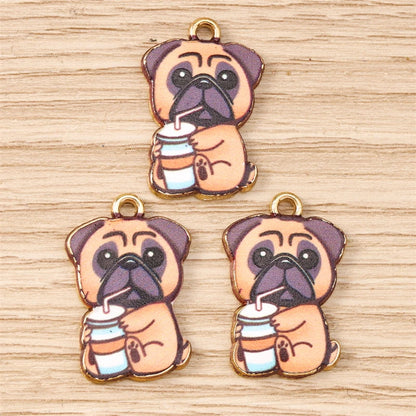 10pcs 15x22mm Cartoon Animal Charms Enamel Dog Charms for Jewelry Making Earrings Pendants Necklaces Bracelets DIY Crafts Supply