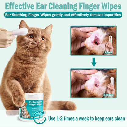 the DOGGY EAR CLEANER - Pet Ear Wipes, Ear Cleaner Finger Wipes for Cats and Dogs, Soft & Easy Optic Cleaning Pads, Pet Supplies for Regular Soothing