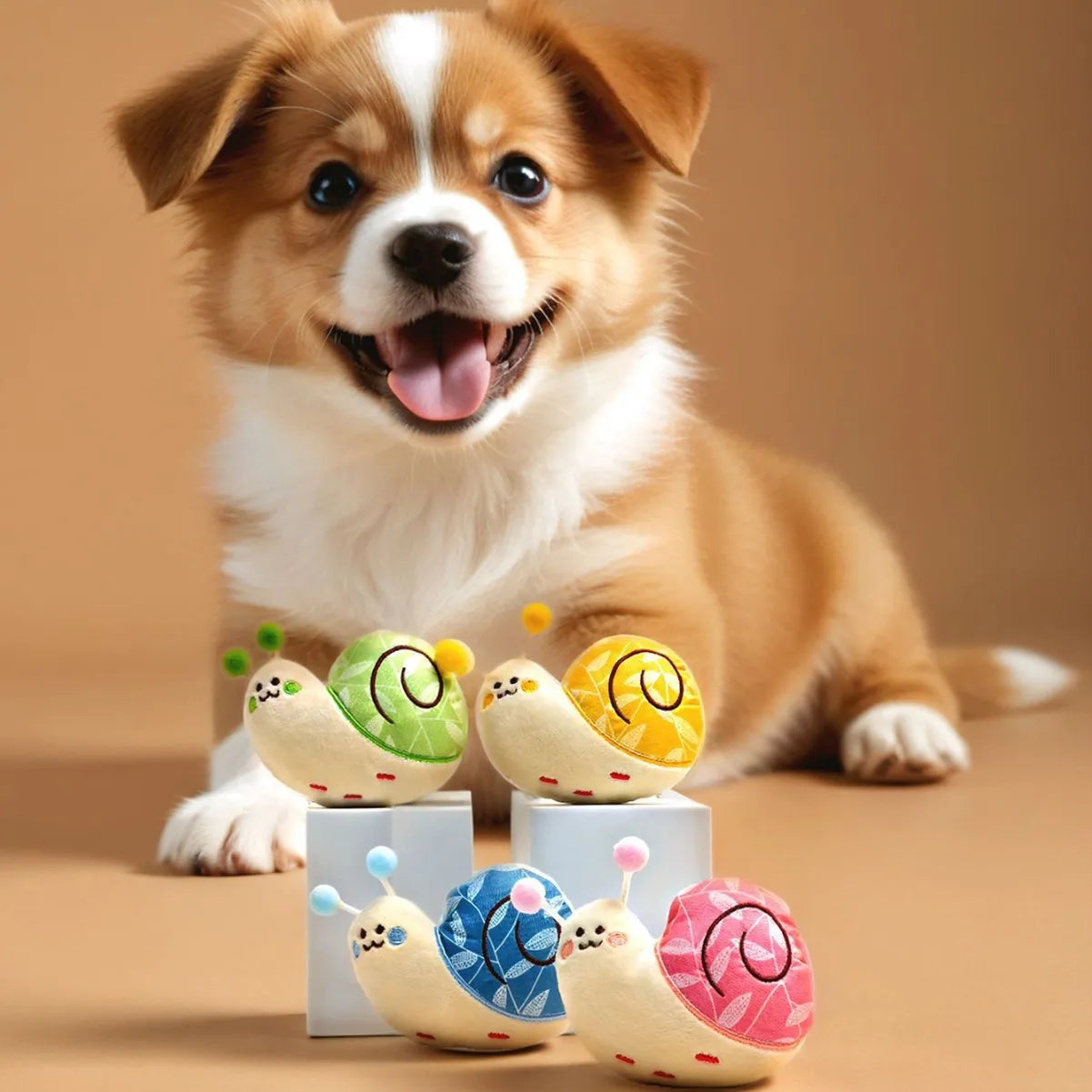Creative Pet Chew Toy for Teeth Cleaning, Snail - Shaped Interactive Squeaky Toy for Cats & Dogs, Fun Bite Play Supplies