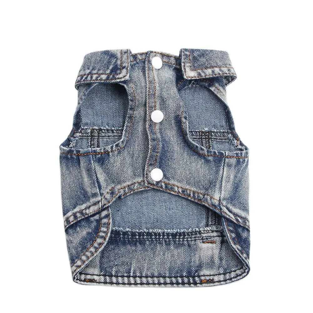 Pet Dog Denim Jacket Dark Wash Sleeveless Towable Jeans Vest Coat for Small Medium Dogs Cat Puppy Spring/Autumn Clothes Apparel