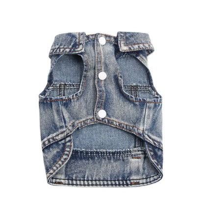 Pet Dog Denim Jacket Dark Wash Sleeveless Towable Jeans Vest Coat for Small Medium Dogs Cat Puppy Spring/Autumn Clothes Apparel