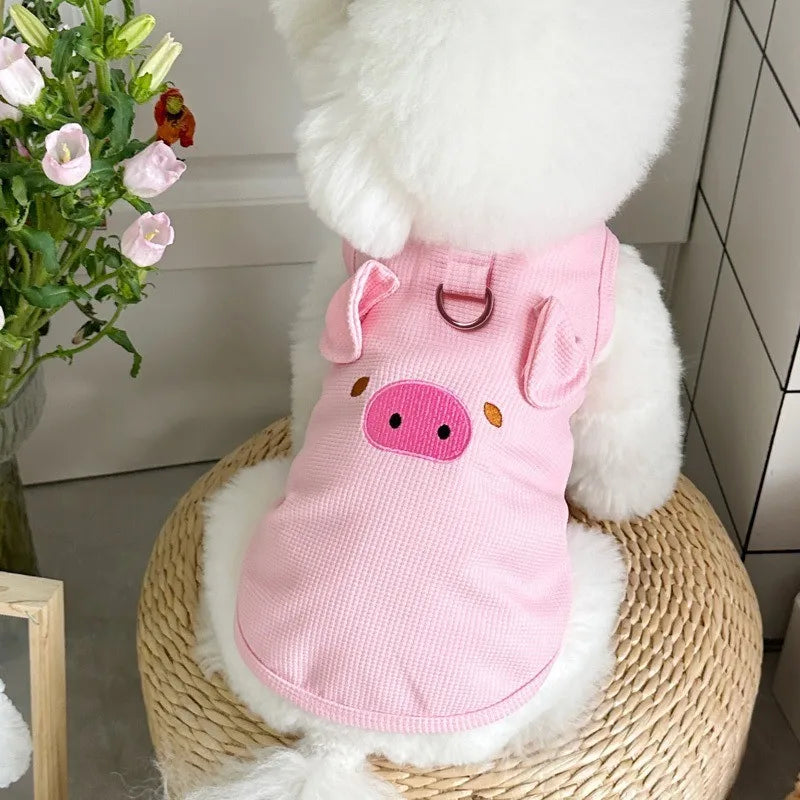 Cute Pet Vest Breathable Waffle Knit Soft and Comfortable with Traction Buckle Suitable for Spring/summer Dog and Cat Vest