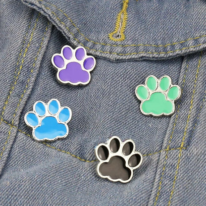 animal muticolor cat dog paw Enamel Pin Brooch Cartoons Badge for Bags Jeans Hoodies Denim Lapel Pin Jewelry Kids Best Gift