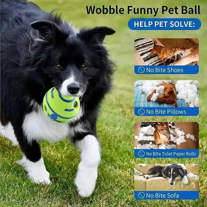 Pet Dog Toy Ball Wobble Wag Giggle Sound-Emitting Glow Ball Interactive Dog Toy Funny Indoor or Outdoor Play Agility Training