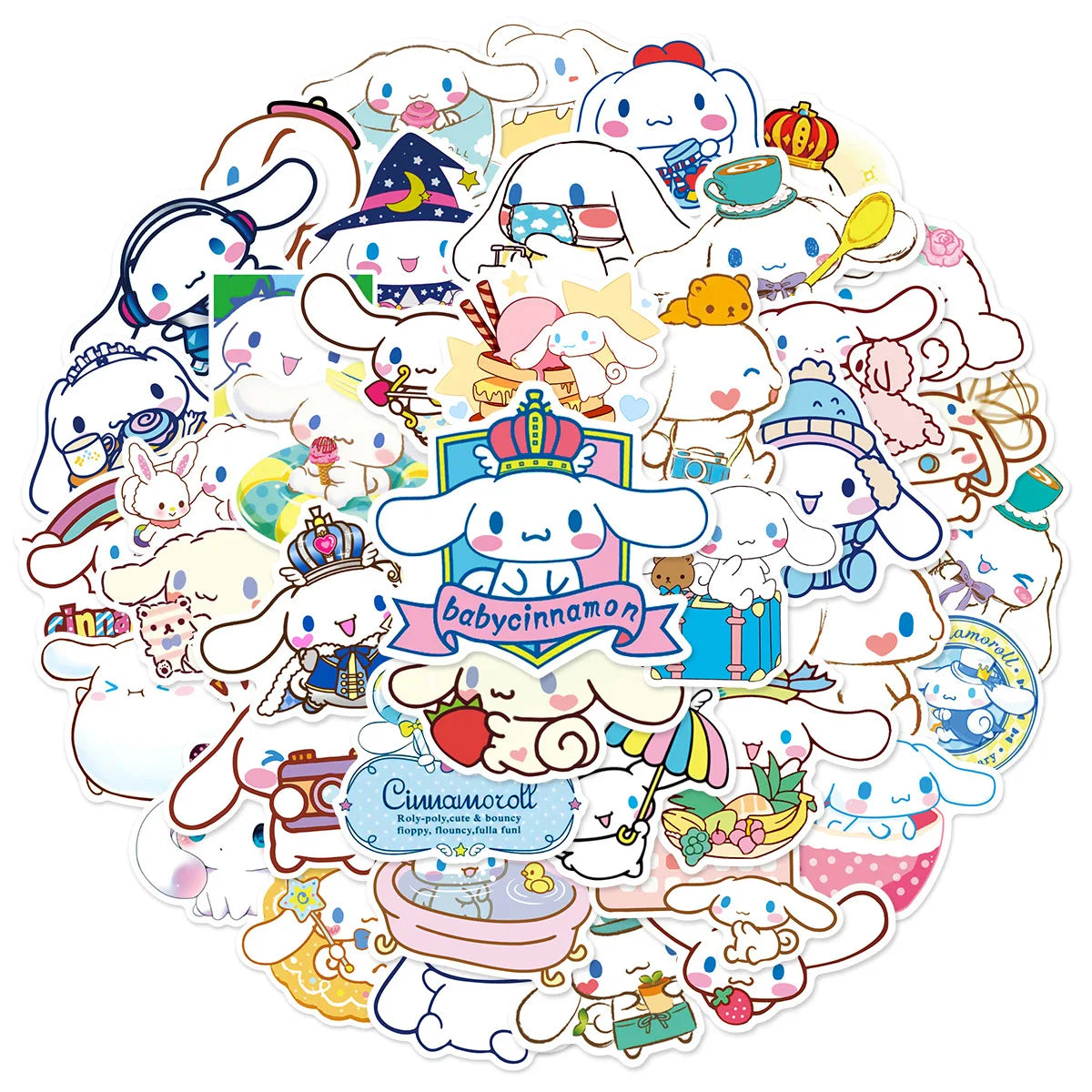 50PCS Cartoon Cinnamoroll Cute Dog Graffiti Stickers Motorcycle Luggage Water Cup Guitar Waterproof Stickers