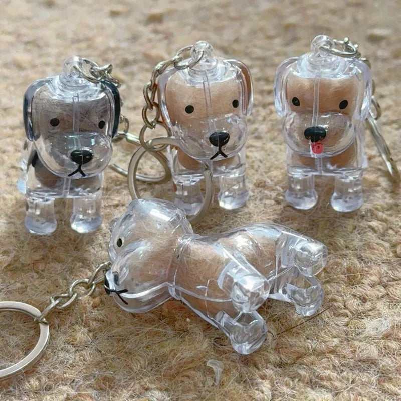 Dog Hair Storage Pendant Keychain Transparent Pet Fur Keepsake Capsule DIY Decoration Memorial Gifts for Pet Lovers Home Display