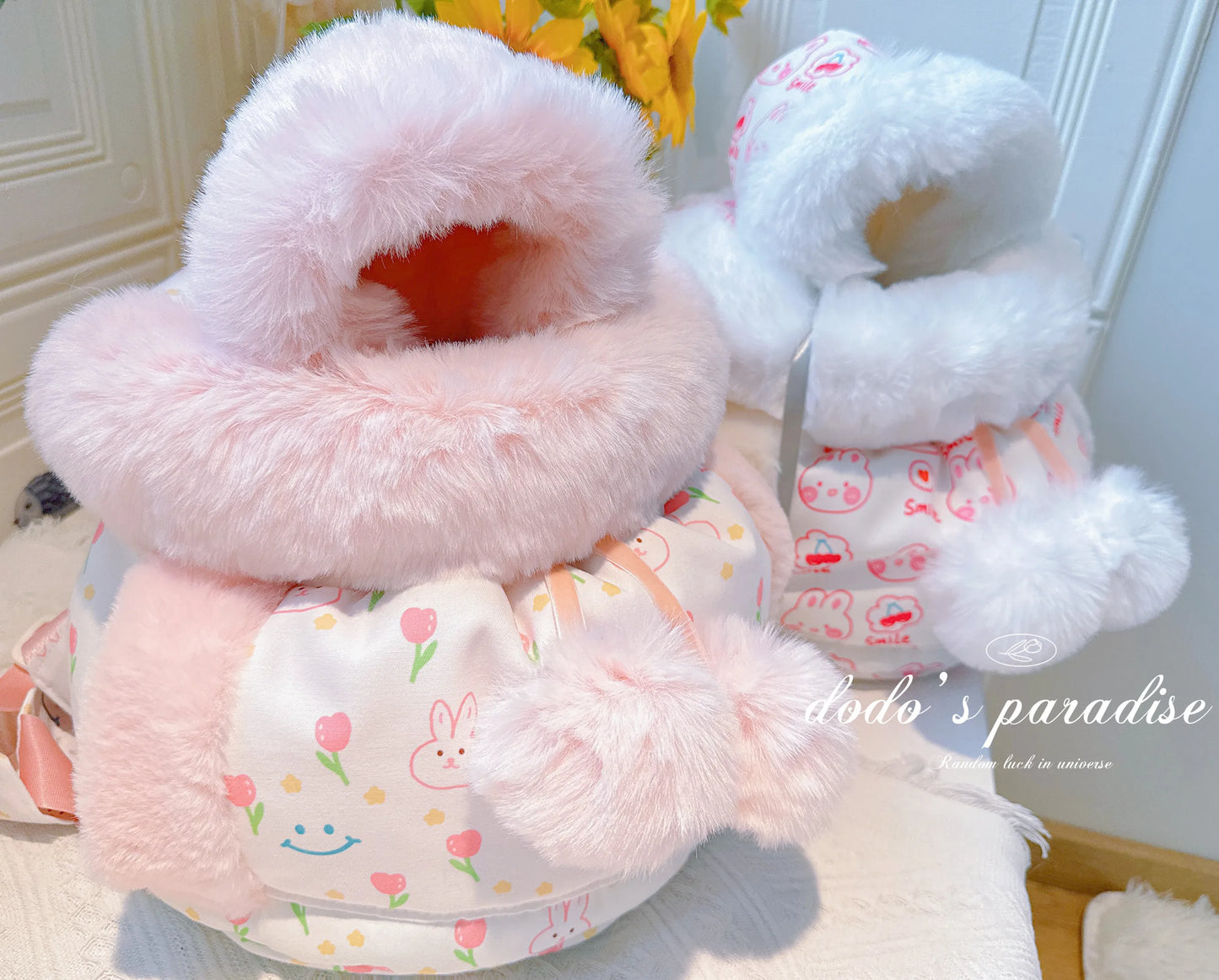Pet Carriers Travel Products Cat Teddy Puppy Winter Fur Collar Dog Backpack Out  Chest Bag Thickening Warmer  accessories