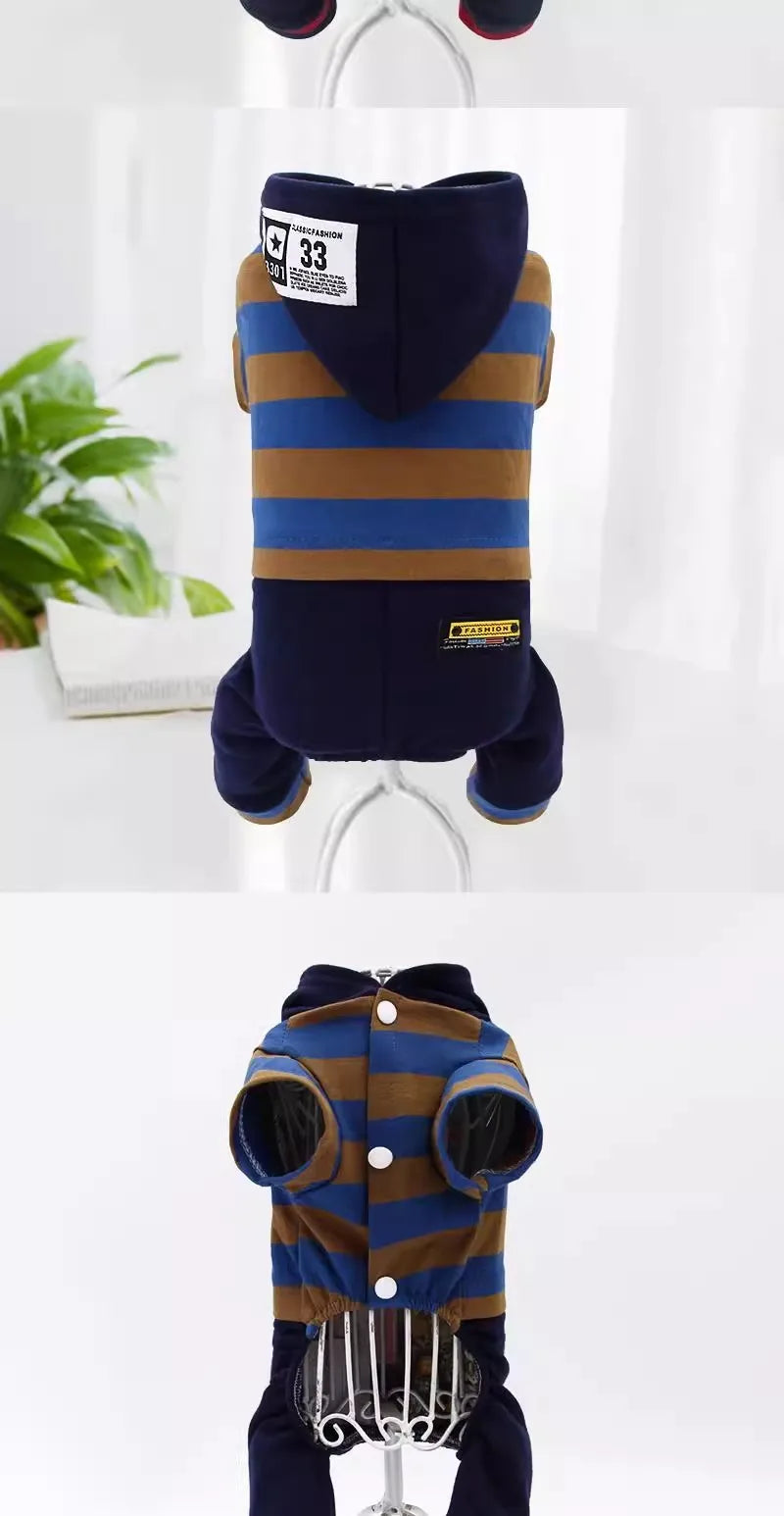 Pet clothing, dog four-legged hoodie, new autumn and winter Pomeranian Teddy with fleece Corgi Bichon Frise puppy clothing