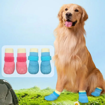 the SOFT SOLE DOG - 4PCS/Set Soft Sole Dog Waterproof Socks, Breathable Anti-Dirty Pet Foot Cover, Wear Resistant Adjustable Dog Non-Slip Shoes