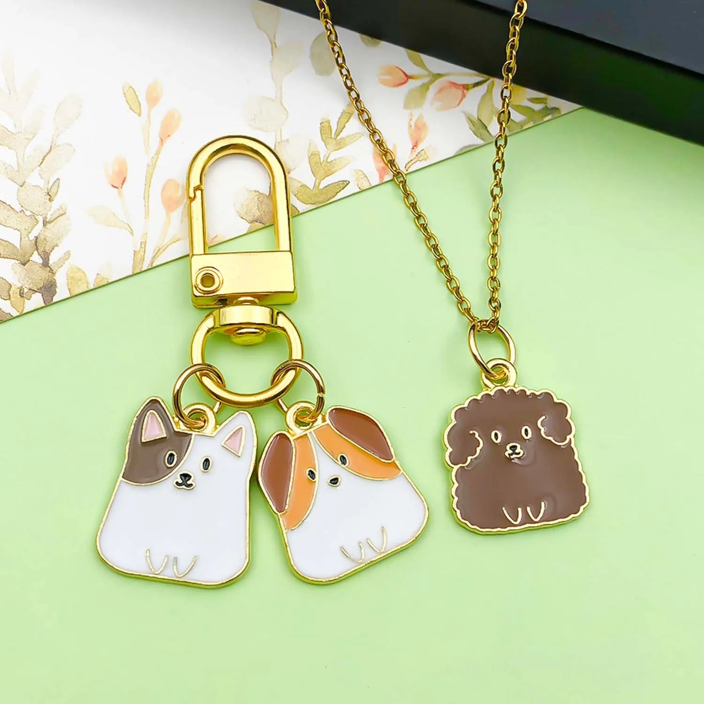 10/12pcs Enamel Cute Cartoon Dog Charms Alloy Animal Pendants for DIY Bracelet Necklace Earrings Jewelry Making Accessories