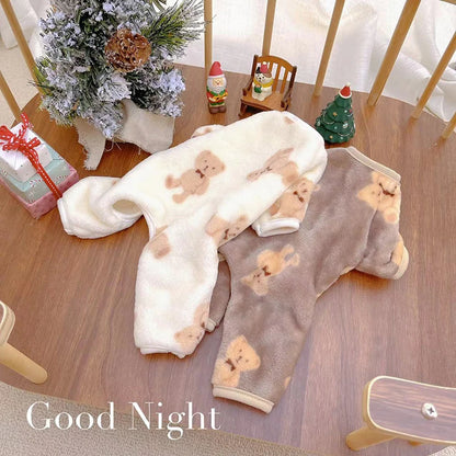 Pet Autumn Winter Pajamas Puppy Cute Bear Jumpsuit Dog Plush Jacket for Small Medium Dogs Cats Clothes Chihuahua Teddy Costumes