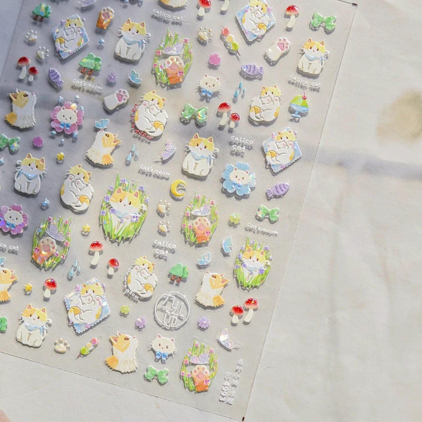 Colorful Balloon Cute Puppy Flower Cherry Bowknot Love Happy Dog Animal Self Adhesive Nail Art Sticker Decoration Manicure Decal