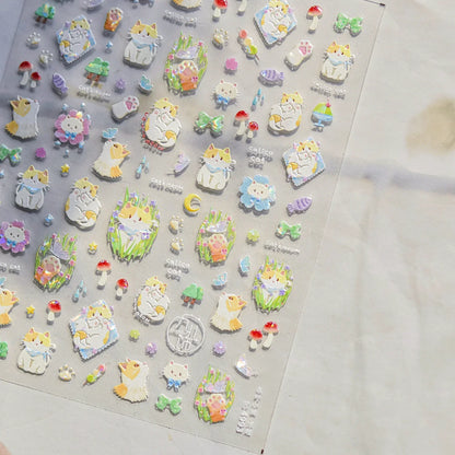 Colorful Balloon Cute Puppy Flower Cherry Bowknot Love Happy Dog Animal Self Adhesive Nail Art Sticker Decoration Manicure Decal