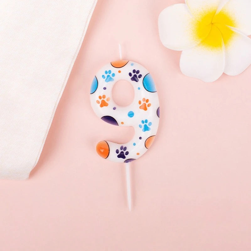 Cute Puppy Paw Print Number Birthday Candles, Suitable For Cake Decorations, Birthday Celebrations, Anniversary Commemorations