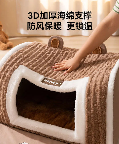 Winter dog three-dimensional bear curved house kennel warm thickened cat  pet