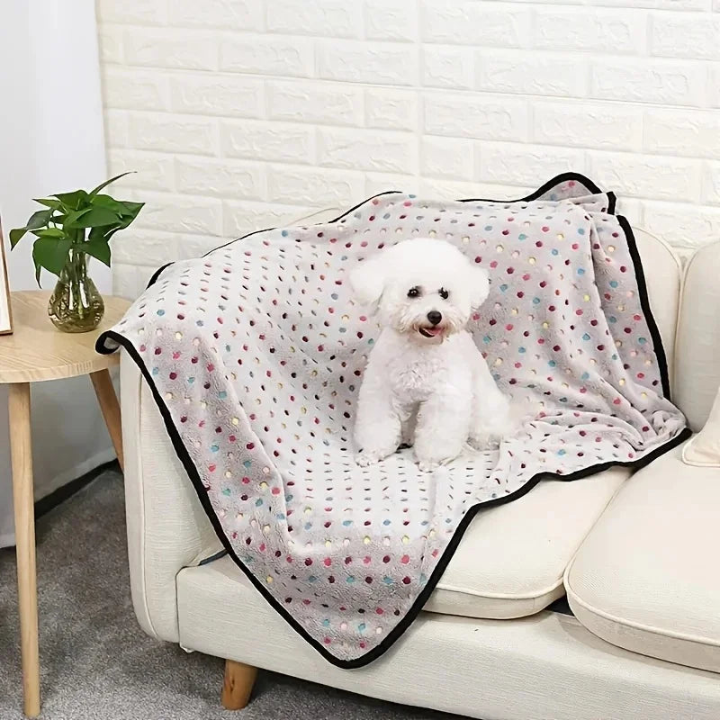 3PCS Soft Fluffy Pet Blanket Cute Dot Pattern Cozy Warm Blanket Cat Dogs Bed Small Large Dogs Mat Cover Pet Supplies Dog clothes