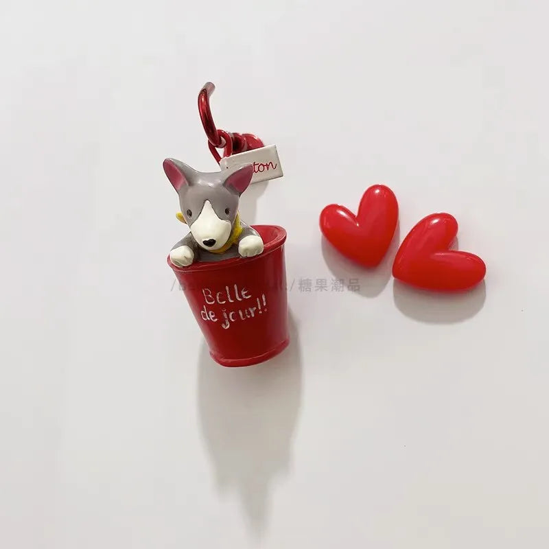 3D Fridge Magnet Puppy Cartoon Cat and Dog Refrigerator Stickers  Anti-theft Entrance Door Decorative Magnetic Creative Message