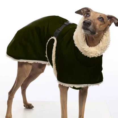 Greyhound Fleece Lined Dog Jacket Winter Warm Dog Clothes Pullover Waterproof Thick Dog Jacket Pet High Collar Jumper Sweater