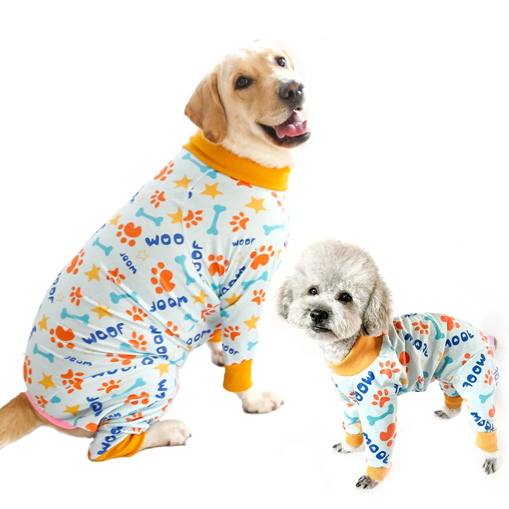 2024 New Halloween Prints Dog Four-legged Suit for Large Medium Bodysuit Dogs Pajamas PJS Full Body for Shedding Prevent Licking