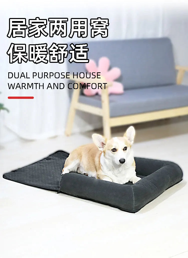 Pet car seat bed cat dog kennel removable washable outdoor car seat cushion safe comfortable suitable for both home travel use