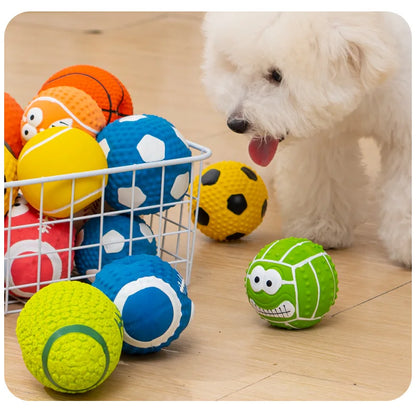 Squeaky Dog Toys Soft Latex Balls For Small Medium Large Dogs Rugby Football Volleyball Pet Toy Dog Interactive Chew Toy Ball