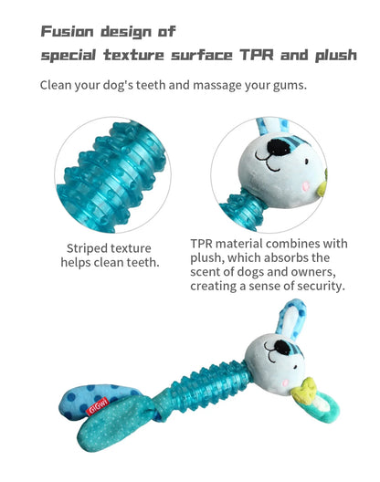 GiGwi Dogs Toys Suppa Puppa Q Series Plush Dog Teething Bite Resistance Molar Plush Rubber Sound Interactive Toy for Pets Puppy