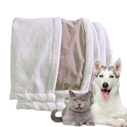 Waterproof Dog Blanket Double Layer Thick Warm Small Cat Blanket Washable Soft Plush Reversible Throw Furniture Protector