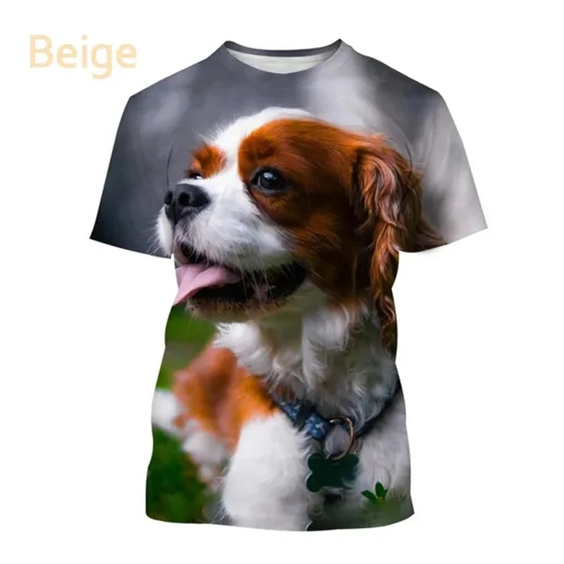the COOL CAVALIER - Beautiful Cavalier Dog 3D Printed T-Shirt, King Charles Spaniel Fashion, Men/Women's Personality Hip Hop Casual T-Shirt Tees Tops