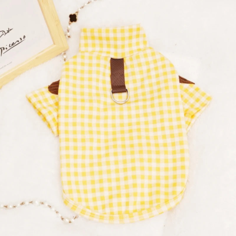 Soft Cotton Pet Dog Clothes Warm Dog Plaid Shirt Luxury Puppy Pullover Autumn Cat Shirt Cute Solid Pet Costume Chihuahua Clothes