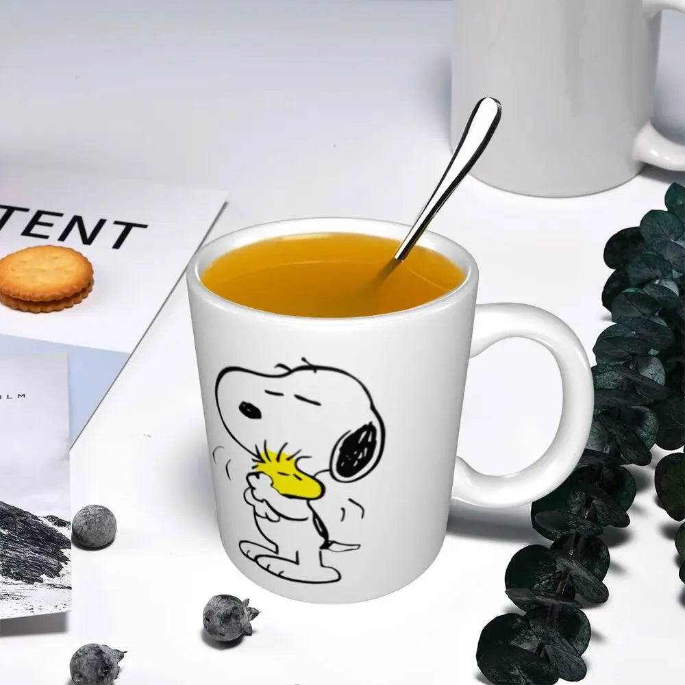 Manga Snoopy Woodstock Cartoon Dog Coffee Mug DIY Customized Ceramic Tea Milk Mug