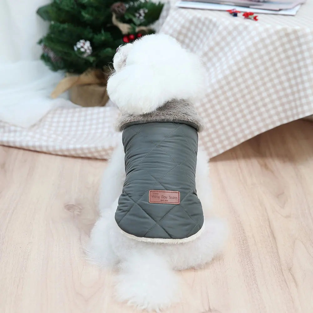 Warm Chihuahua Dog Cat Clothes Winter Fur Collar Small Dogs Puppy Coat Thick Cotton Pet Jacket Outfits Clothes for Small Dog Pug