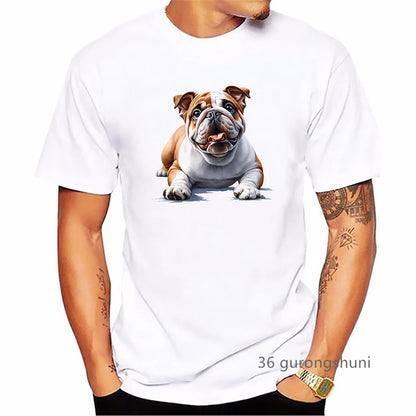 the BRITISH BULLDOG - British Bulldog Dog Animal Printed T-Shirt, Summer Fashion Short Sleeve T-Shirt