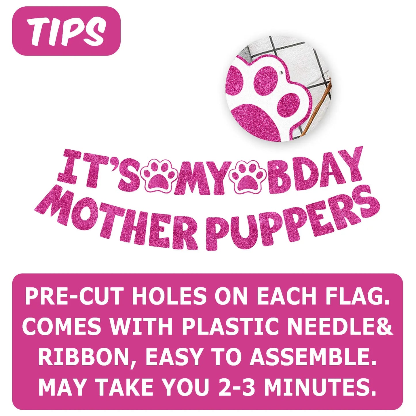 Dog Birthday Party Kit - Bandana, Hat, Bow Tie & Bday Banner for Small Dogs, Puppy Decor with It’s My Bday Signs Boy/Girl