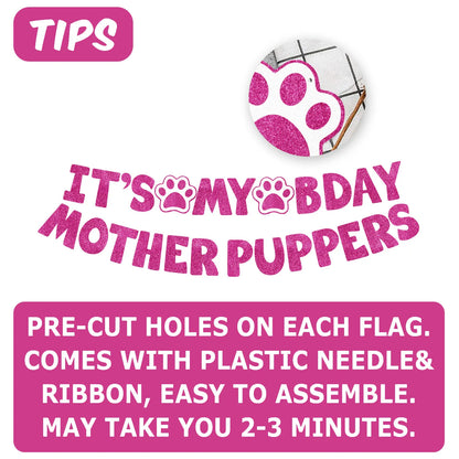 Dog Birthday Party Kit - Bandana, Hat, Bow Tie & Bday Banner for Small Dogs, Puppy Decor with It’s My Bday Signs Boy/Girl