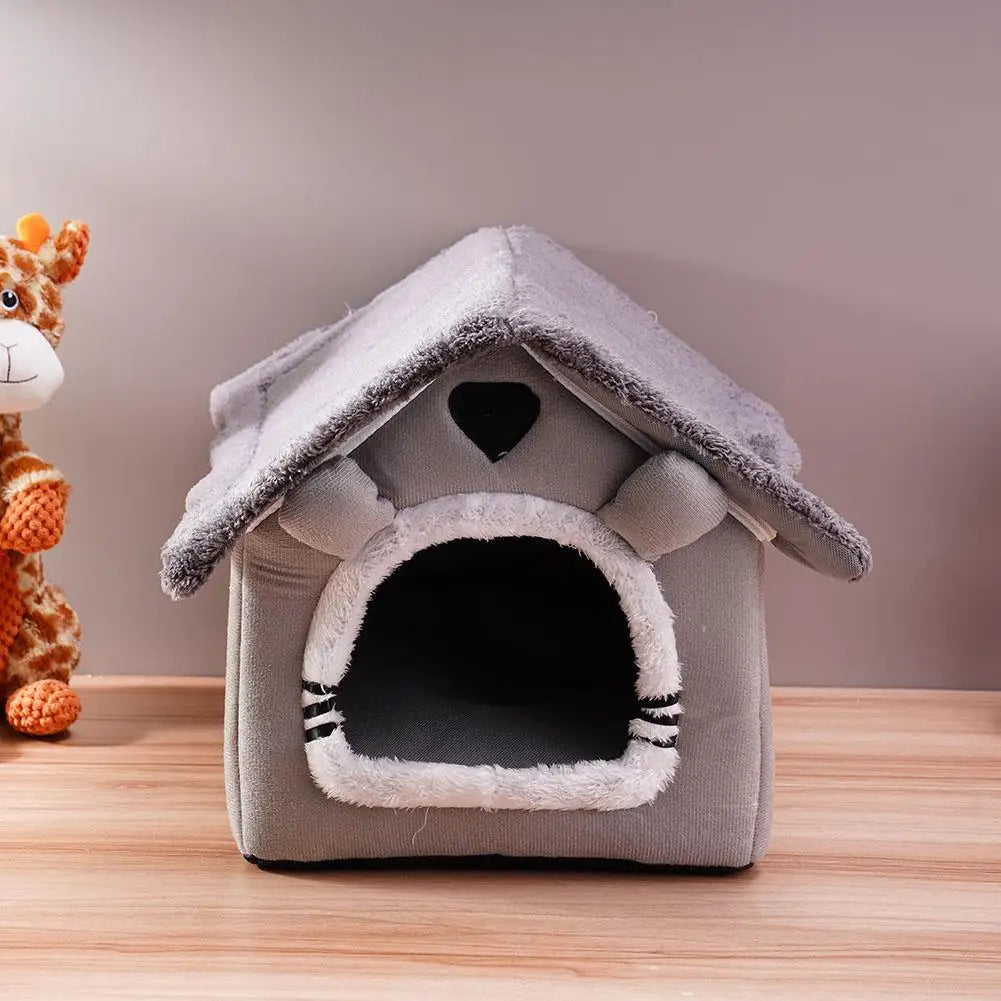 Cat Dog House Nest Winter Warm Pet Bed Small For Dogs Cats All Season Removable Washable Pet Nest Waterproof Bottom Cozy Shelter