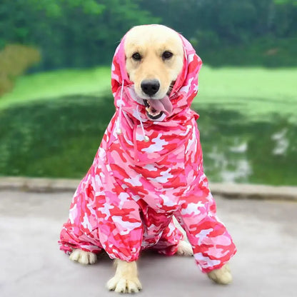 the CAMO-DOG - Large Pet Dog Raincoat, Waterproof Rain Clothes, Jumpsuit for Large/Medium/Small Dogs, Golden Retriever Outdoor Pet Clothing Coat