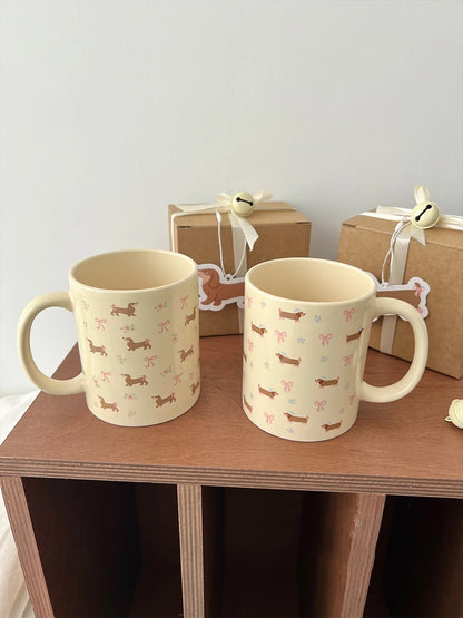 Cute Dachshund Dog Coffee Mug Funny Novelty Ceramic Tea Cup Dishwasher Microwave Safe Home Ideal Gifts for Men Women
