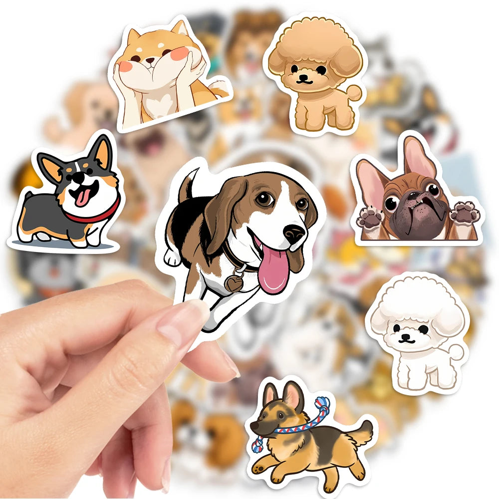 Cute Cartoon Dog Puppy Stickers Pet DIY Kids Toy Animal Waterproof Decal for Scrapbook Laptop Phone Luggage Bottles Decorative