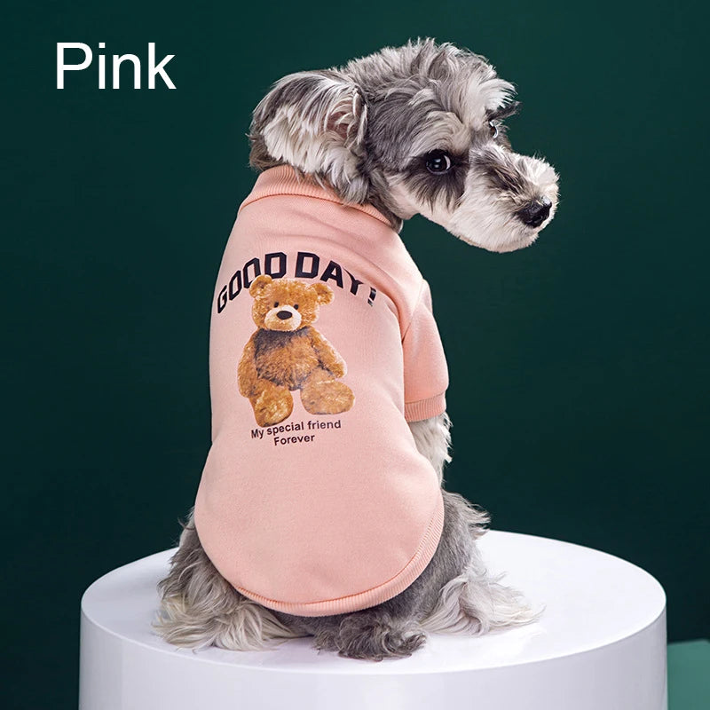 the GOOD DAY TEDDY - Pet Clothes, Cartoon Bear Pet Shirt, Puppy Clothes, Pet Jacket for Small/Medium Dog/Cat, Chihuahua Costume, Dogs Winter Cute Costume
