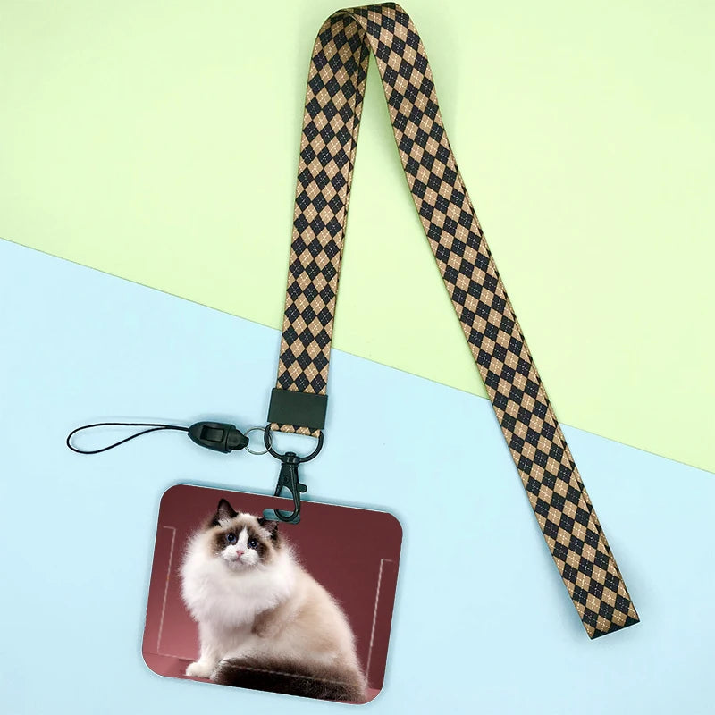 Cat and dog pattern Bank Credit ID Card Student Bus Card Holders Storage Protective Shell Pendant