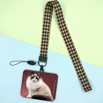 Cat and dog pattern Bank Credit ID Card Student Bus Card Holders Storage Protective Shell Pendant